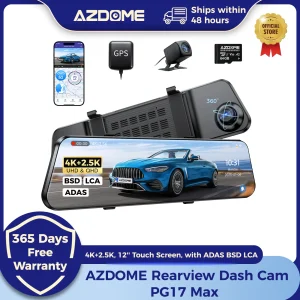 Rearview Dash Cam 12'' Touch Screen Mirror Dash Cam