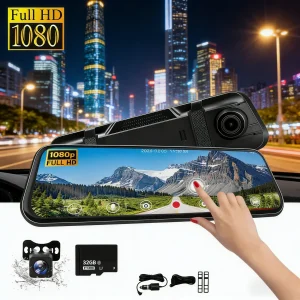 10" Mirror Dash Cam Backup Camera 140° Wide Angle