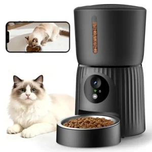 Automatic cat feeder with camera and 2-way audio