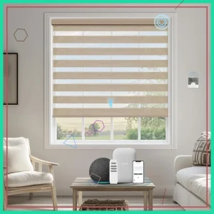 Smart Motorized Zebra Blinds Custom 115" Width Remote Control