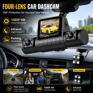 4 Lens Dash Cam 1080P Full HD 360 Loop Recording - Thumbnail Image 2