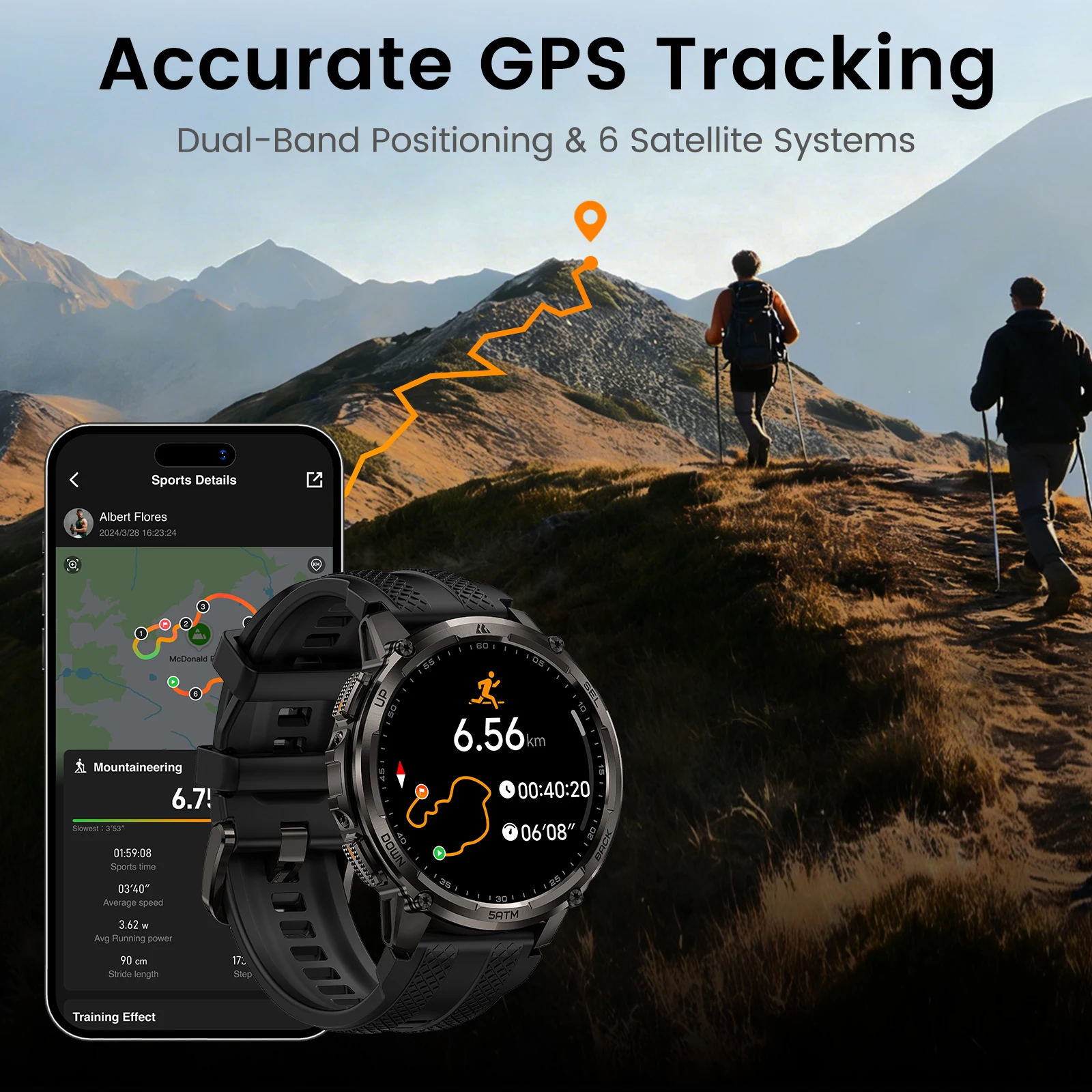 Smartwatch Men’s Outdoor w Flashlight, Waterproof - Image 3