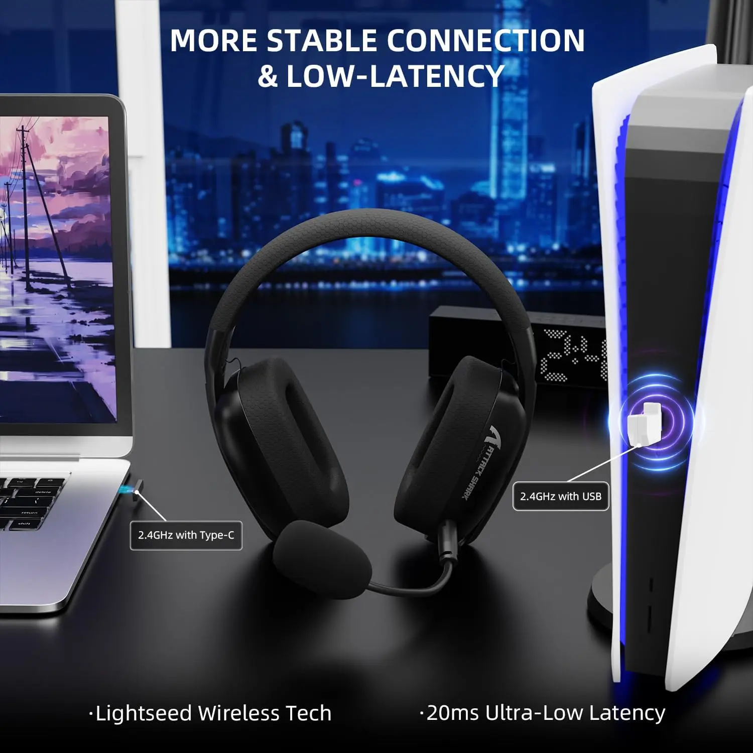 Wireless Gaming Headset with Dual Microphone - Image 2
