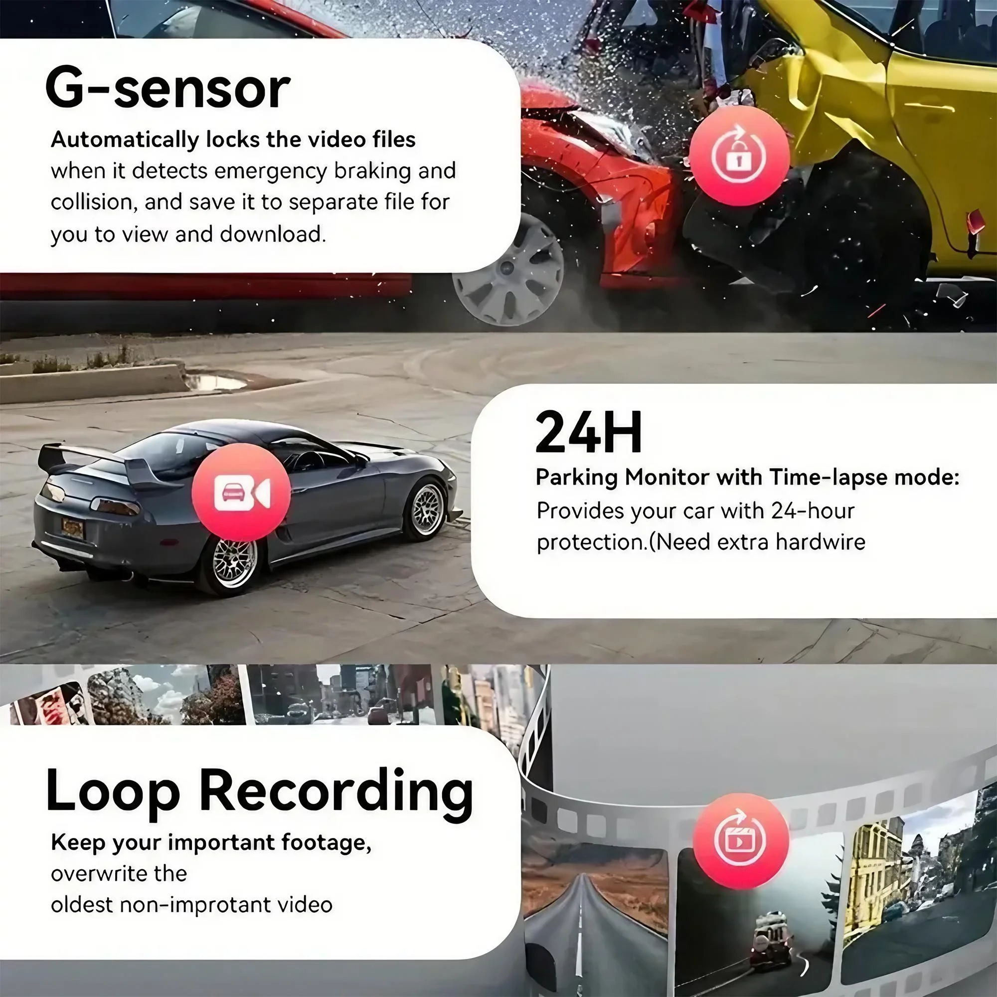 4 Lens Dash Cam 1080P Full HD 360 Loop Recording - Image 8