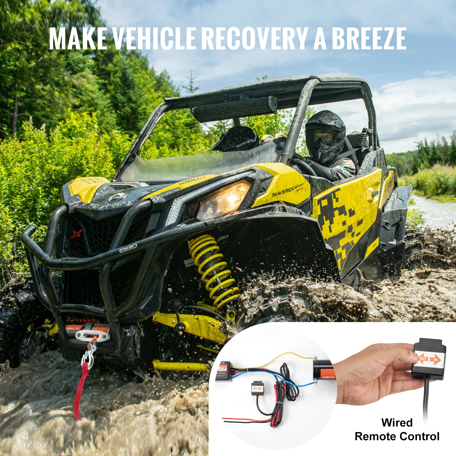 3500lbs Electric Winch ATV/UTV - 39 ft  Rope - Image 5