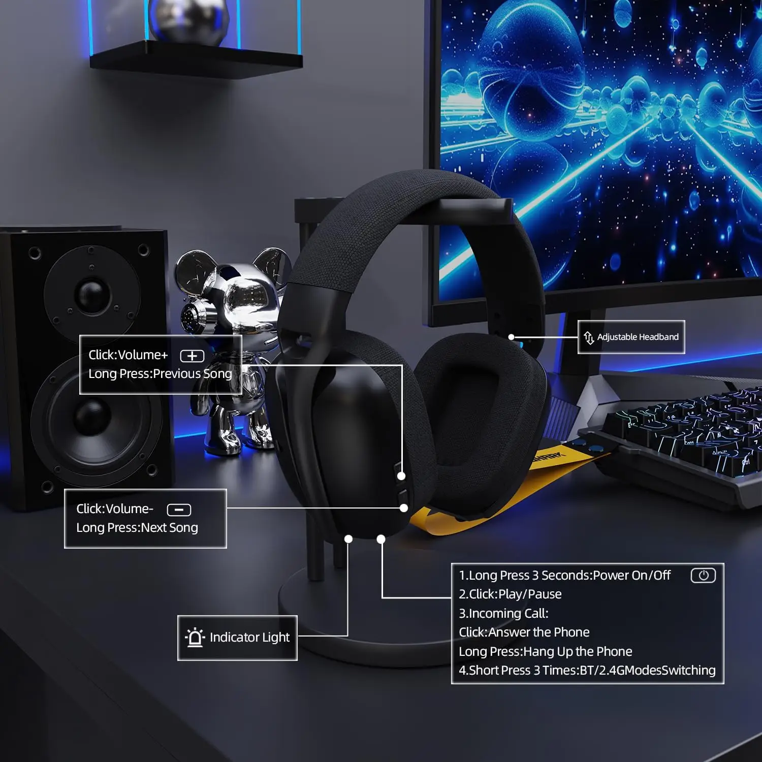 Wireless Gaming Headset with Dual Microphone - Image 6