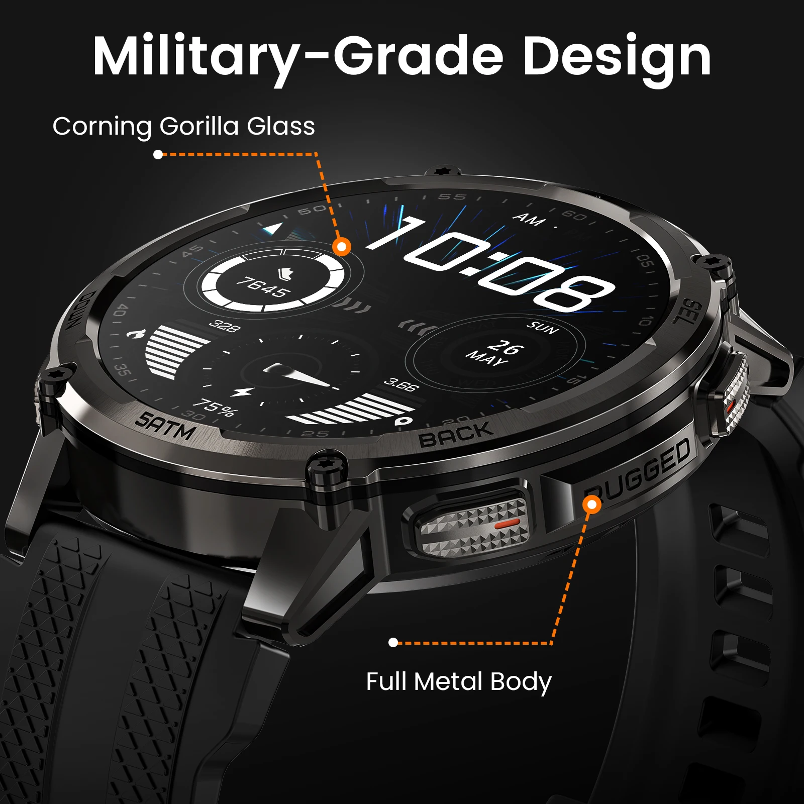 Smartwatch Men’s Outdoor w Flashlight, Waterproof - Image 2