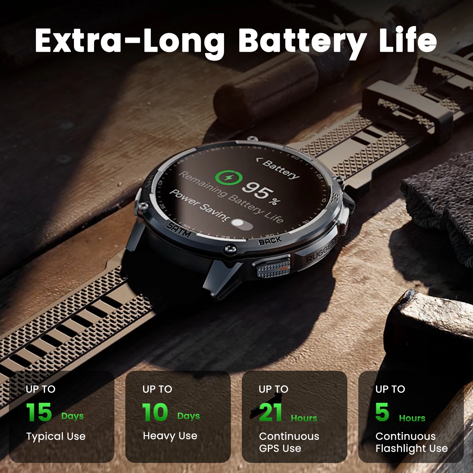 Smartwatch Men’s Outdoor w Flashlight, Waterproof - Image 4